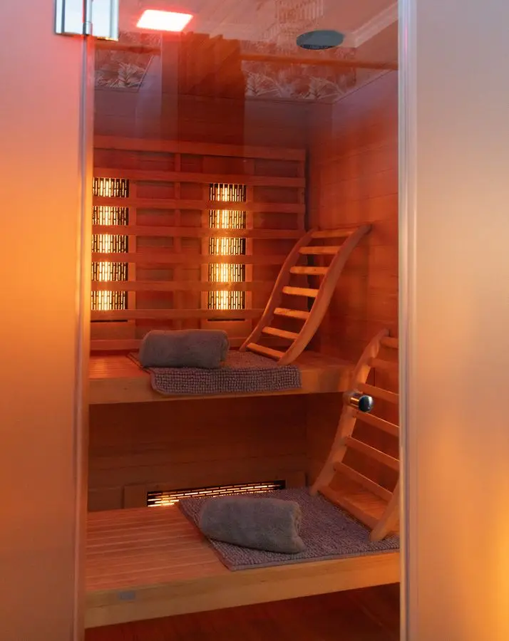 Inside the infrared sauna